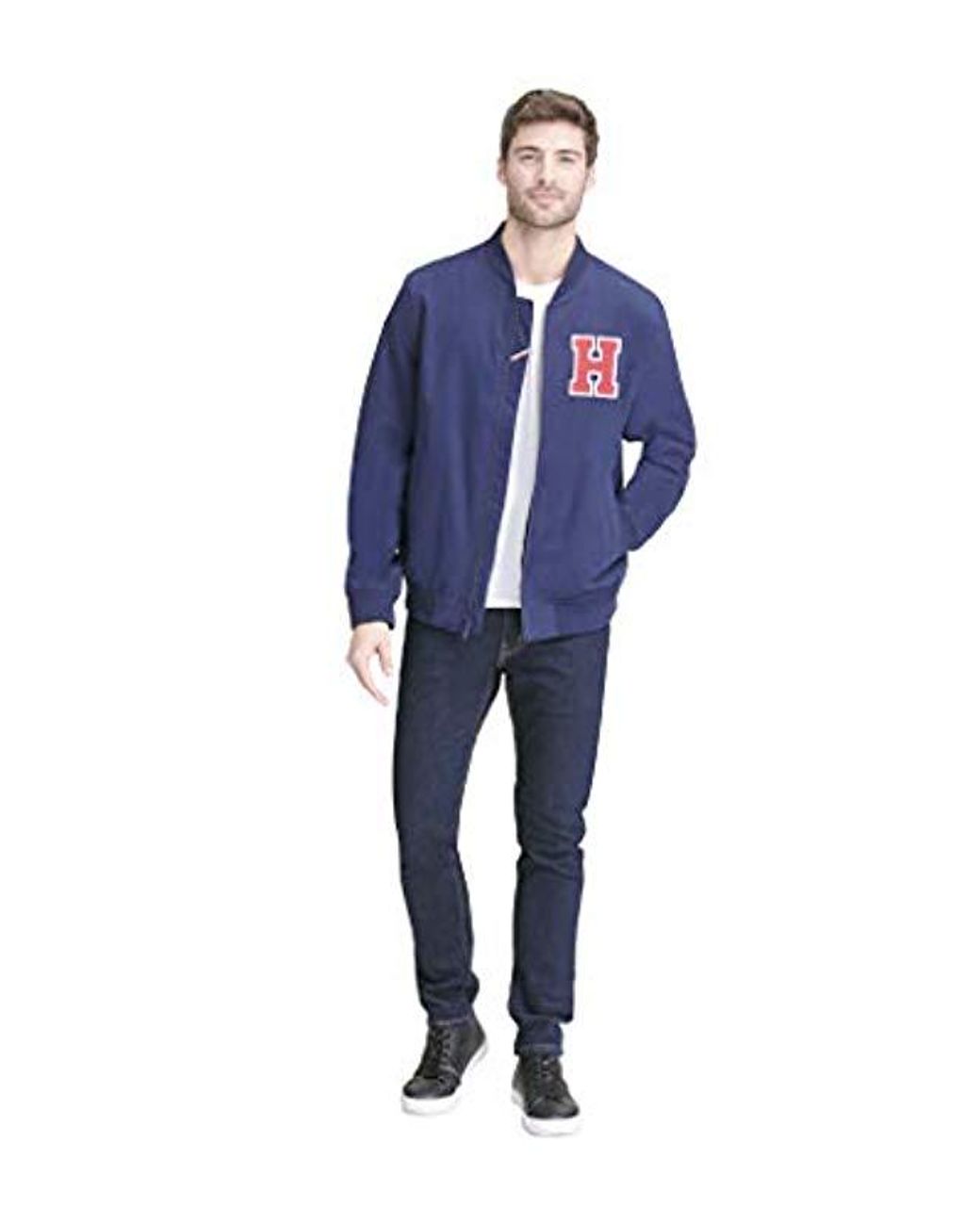 tommy hilfiger men's retro varsity letterman's bomber jacket