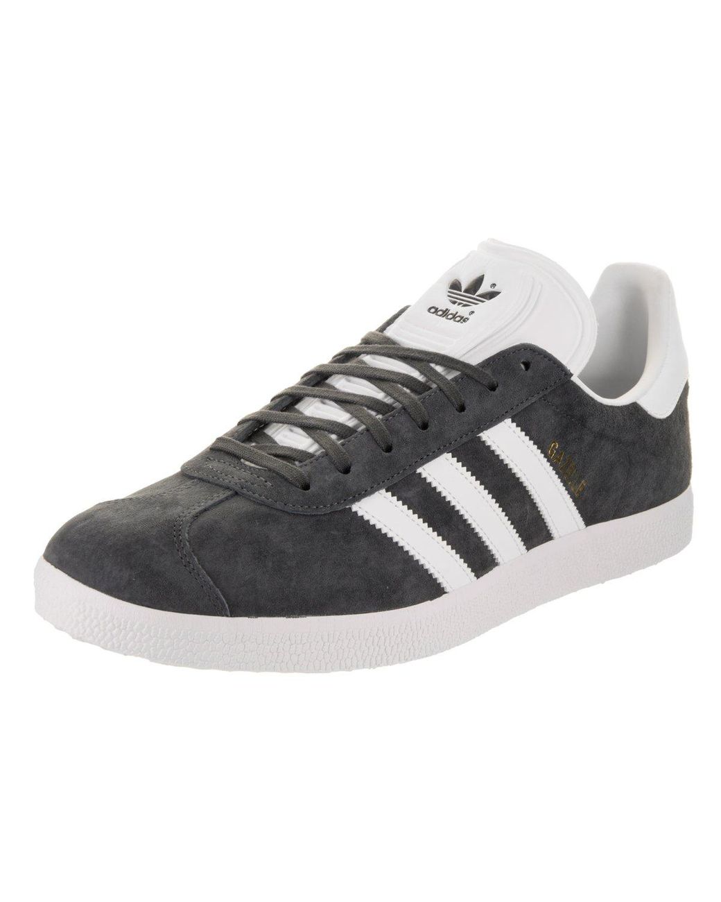 adidas Originals Leather Gazelle Lace-up Sneaker,dark Grey Heather/white/metallic/gold,13  M Us in Black for Men | Lyst