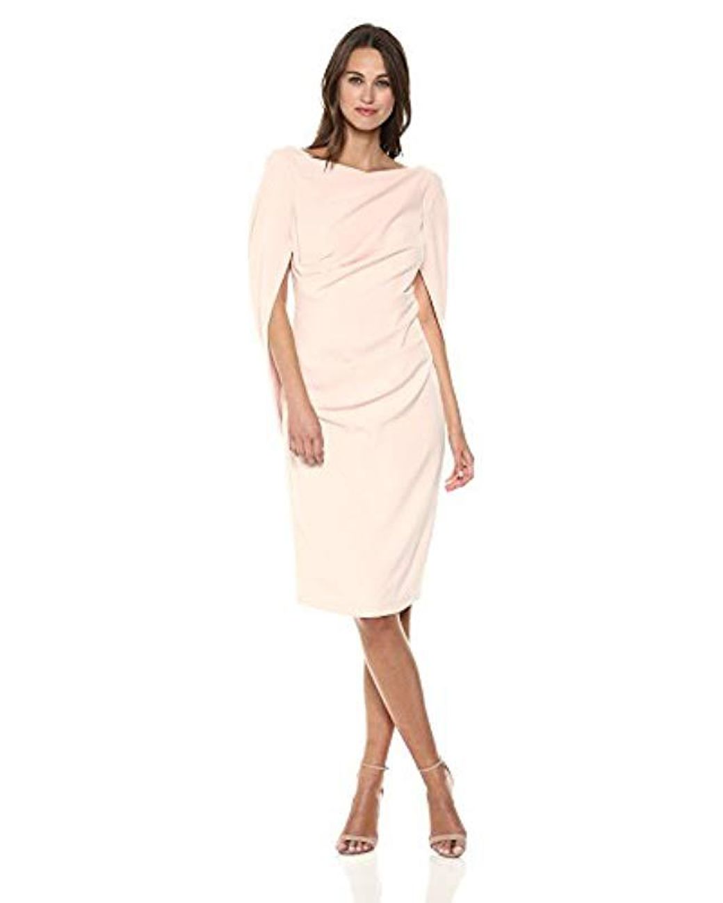 Nicole Miller Drape Back Cape Sleeve Cocktail Dress in Pink | Lyst