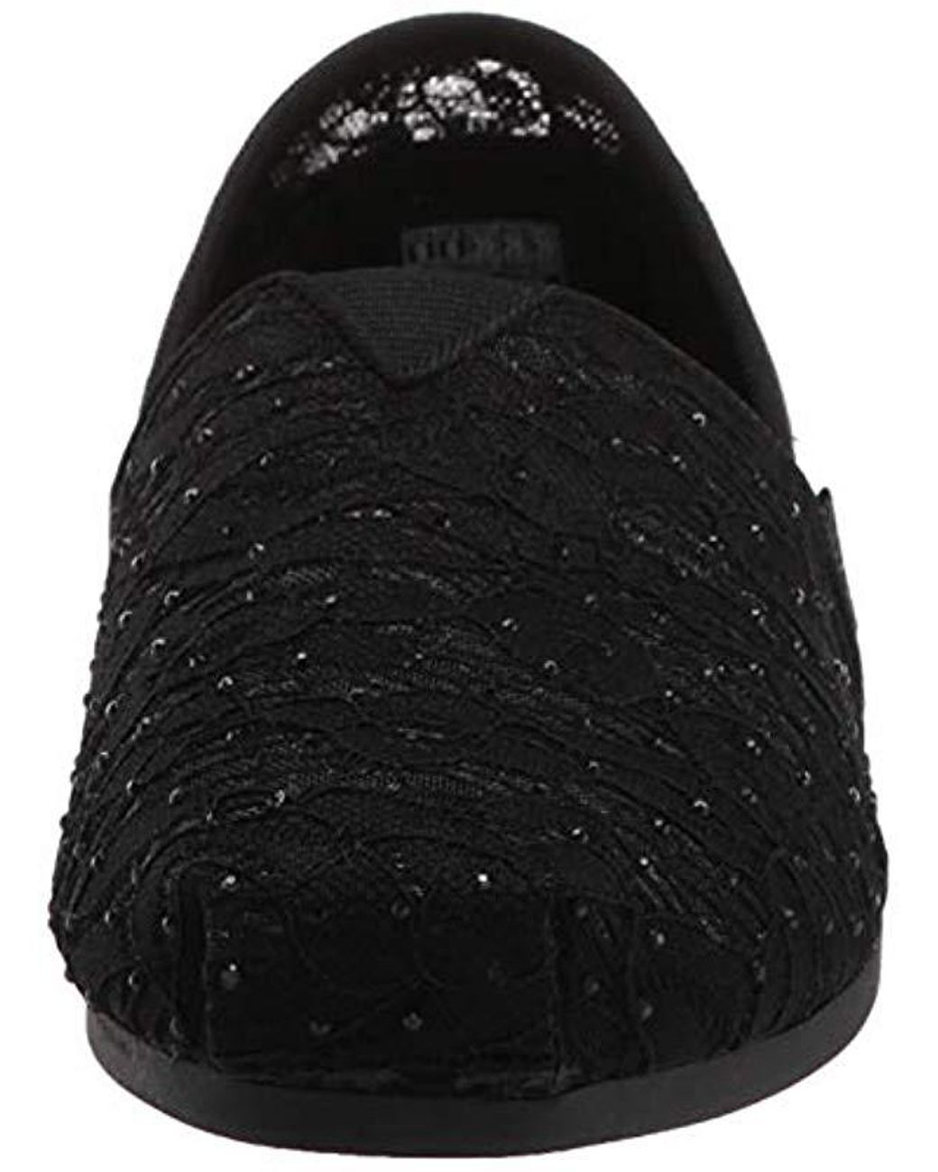 Skechers Bobs Bobs Plush-rhinestone And Lace Slip On Ballet Flat in Black |  Lyst