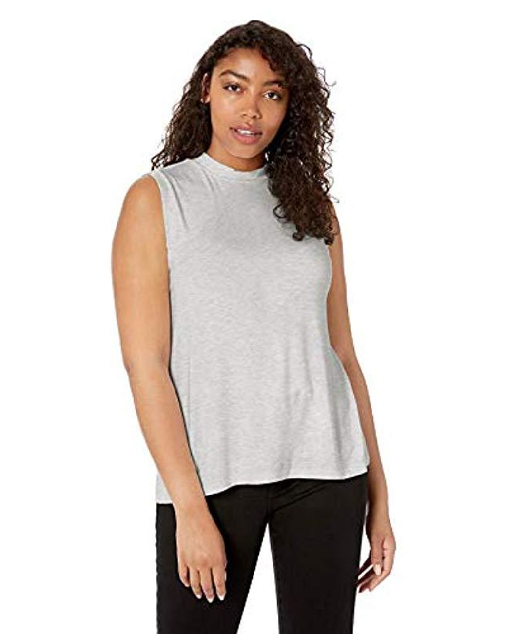 Daily Ritual Womens Jersey Sleeveless Boxy Mock-Neck Shirt Brand