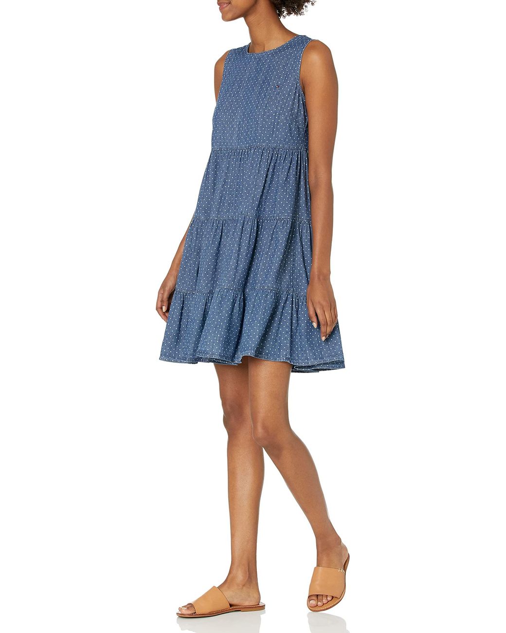 Tommy Hilfiger S Chambray Tiered Dress in Blue | Lyst