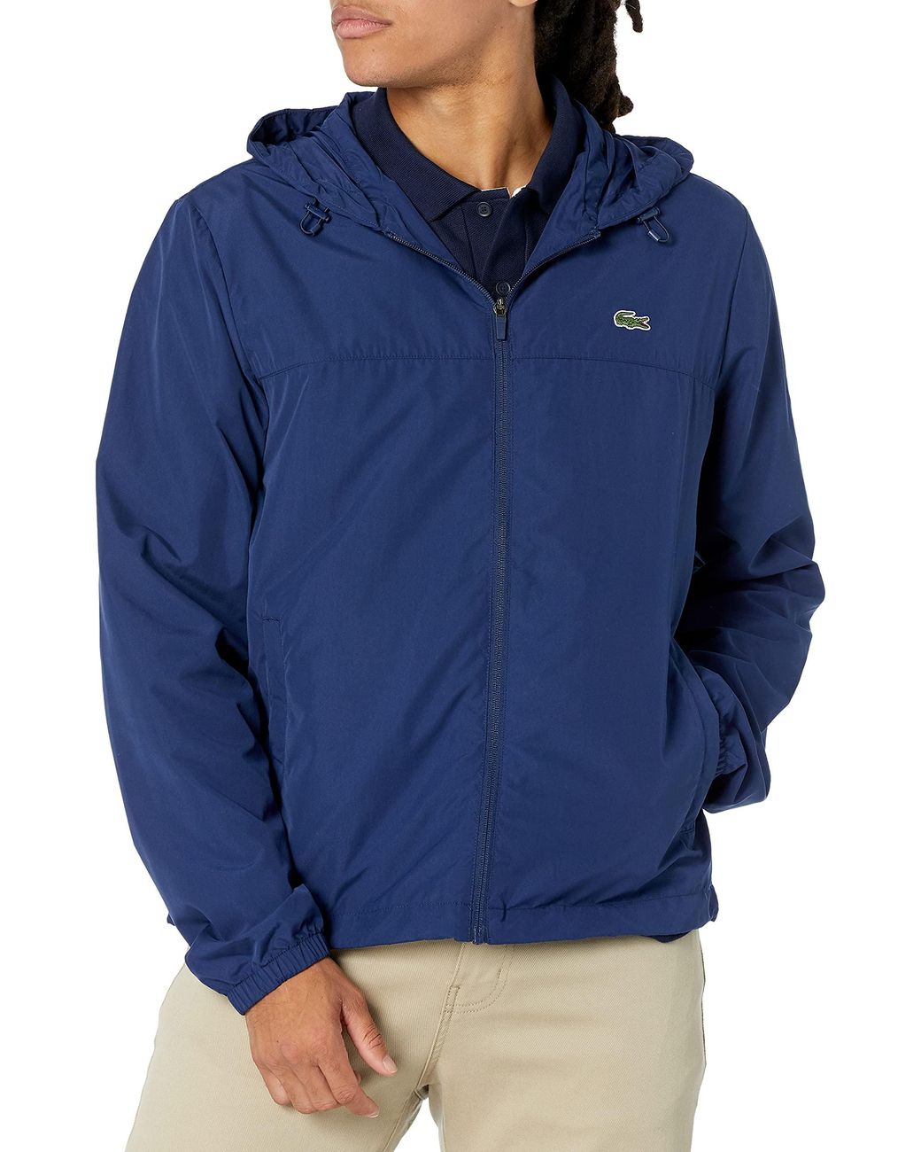 Lacoste Mens Full Zip Packable Hooded Windbreaker Jacket in Blue for ...