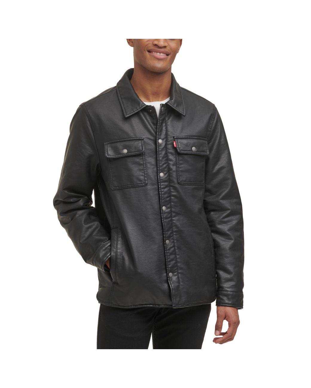 Levi's men's buffed cow faux leather hotsell sherpa trucker
