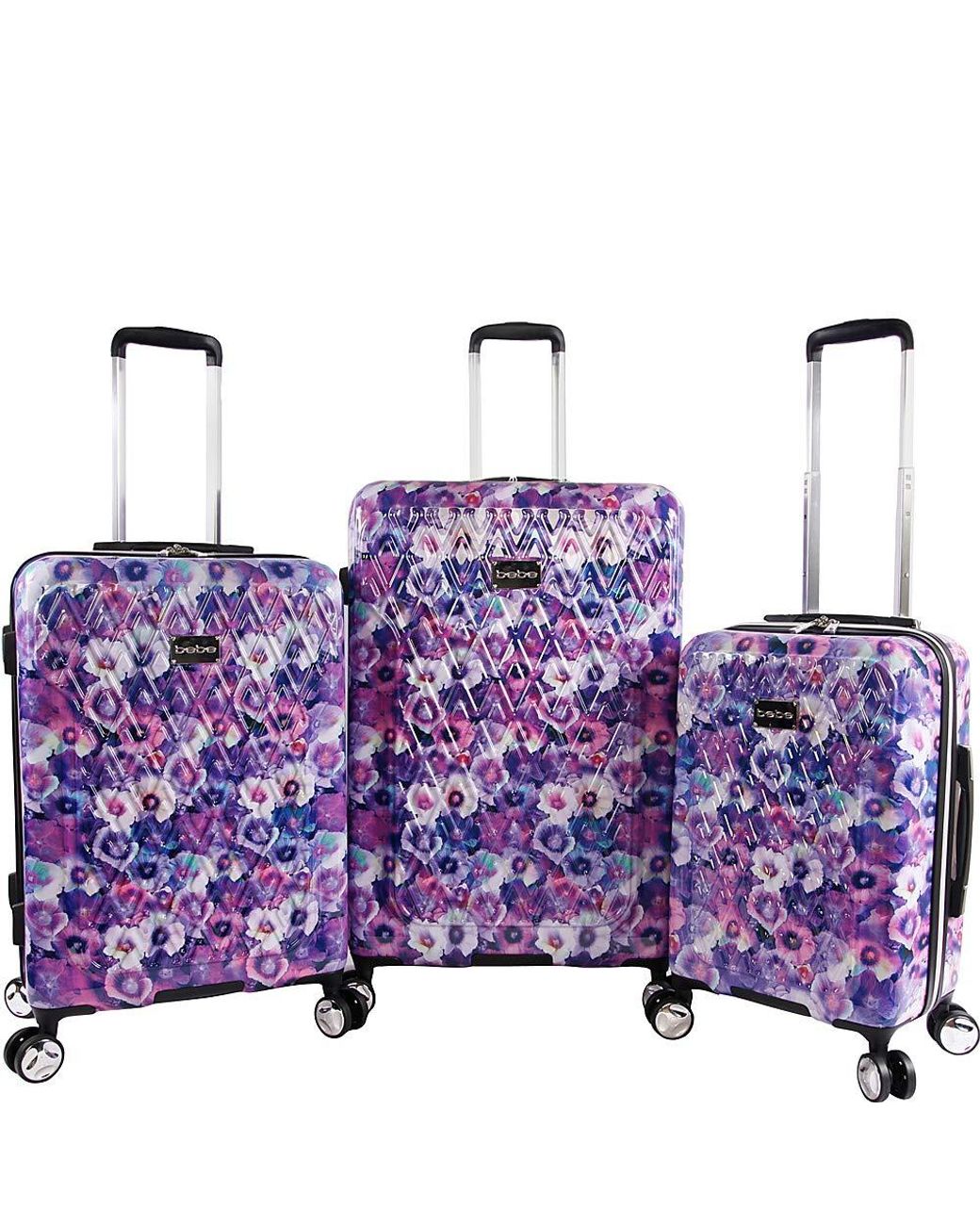 Bebe Gia 3pc Suitcase Set With Spinner Wheels in Purple | Lyst
