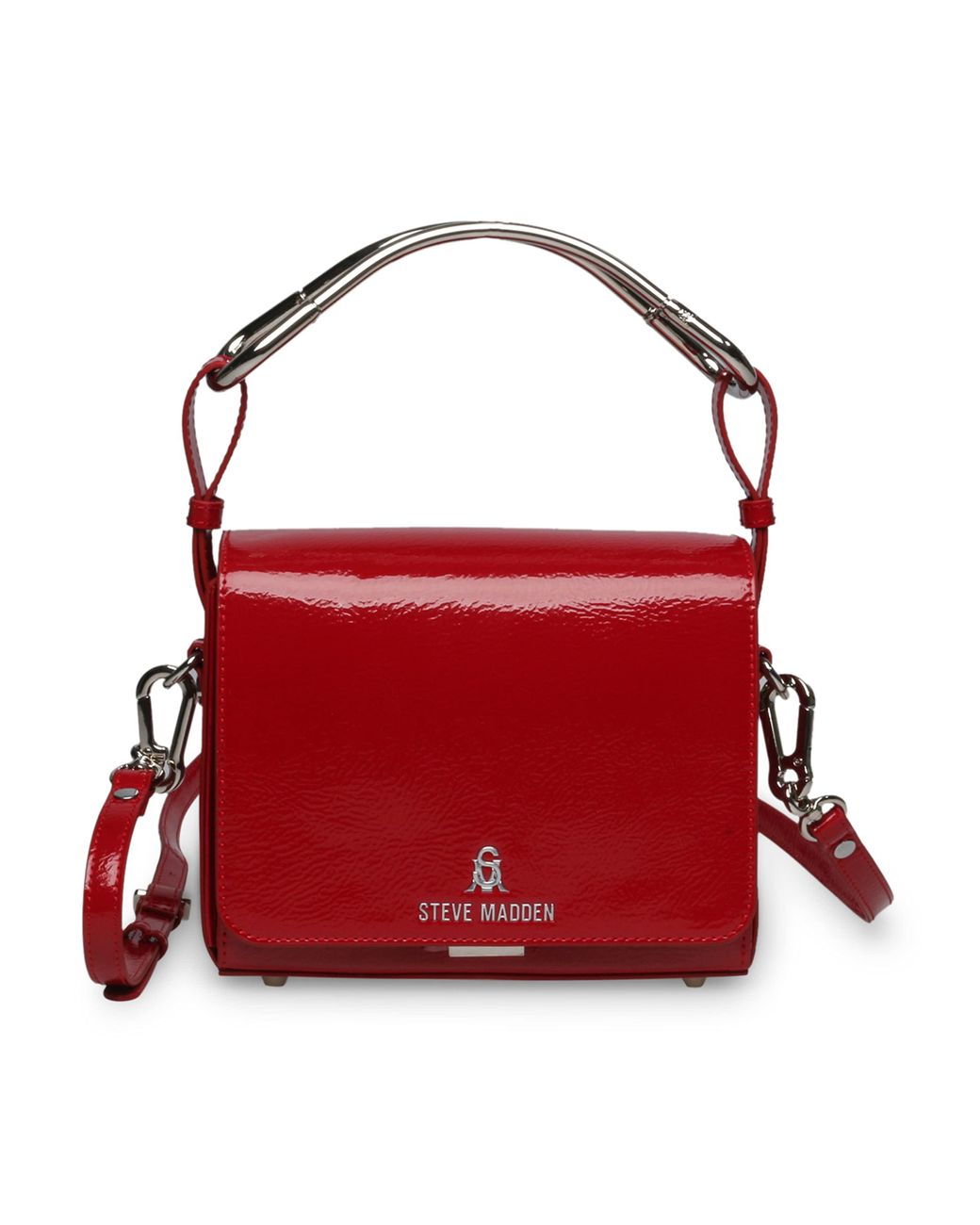 Steve Madden S Keen Patent Box Bag in Red