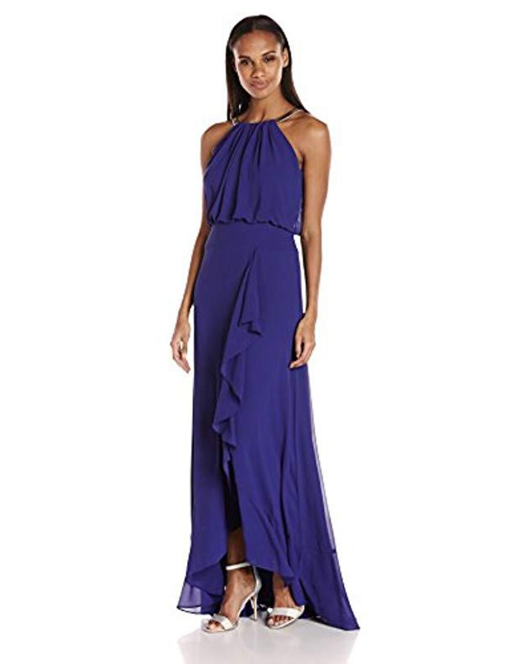 Eliza J Halter Gown With Metal Necklace in Purple | Lyst