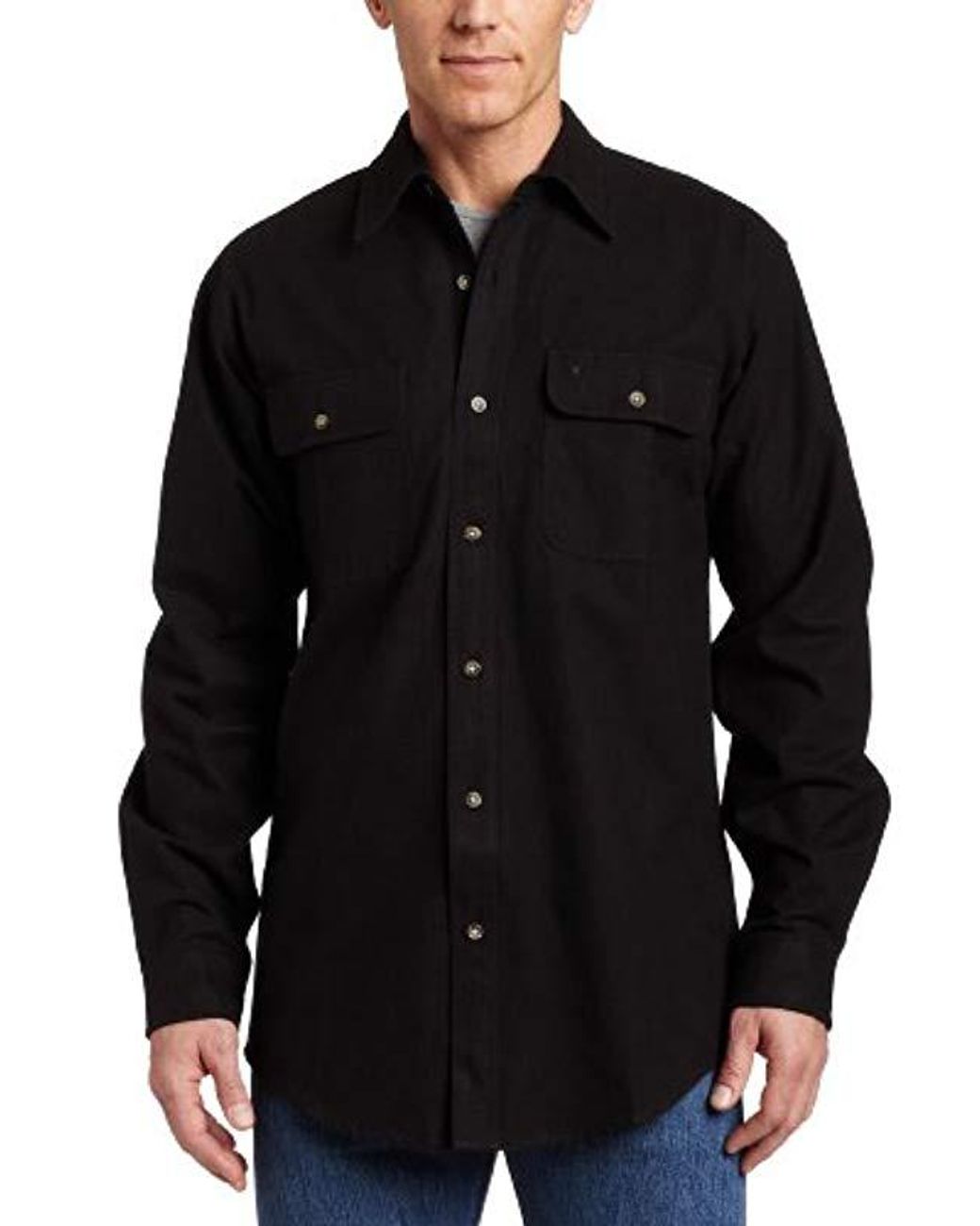 Carhartt Heavyweight Solid Flannel Shirt in Black for Men | Lyst