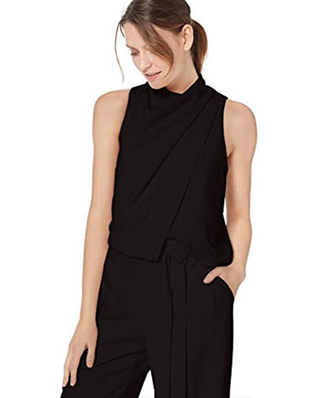 halston heritage draped jumpsuit