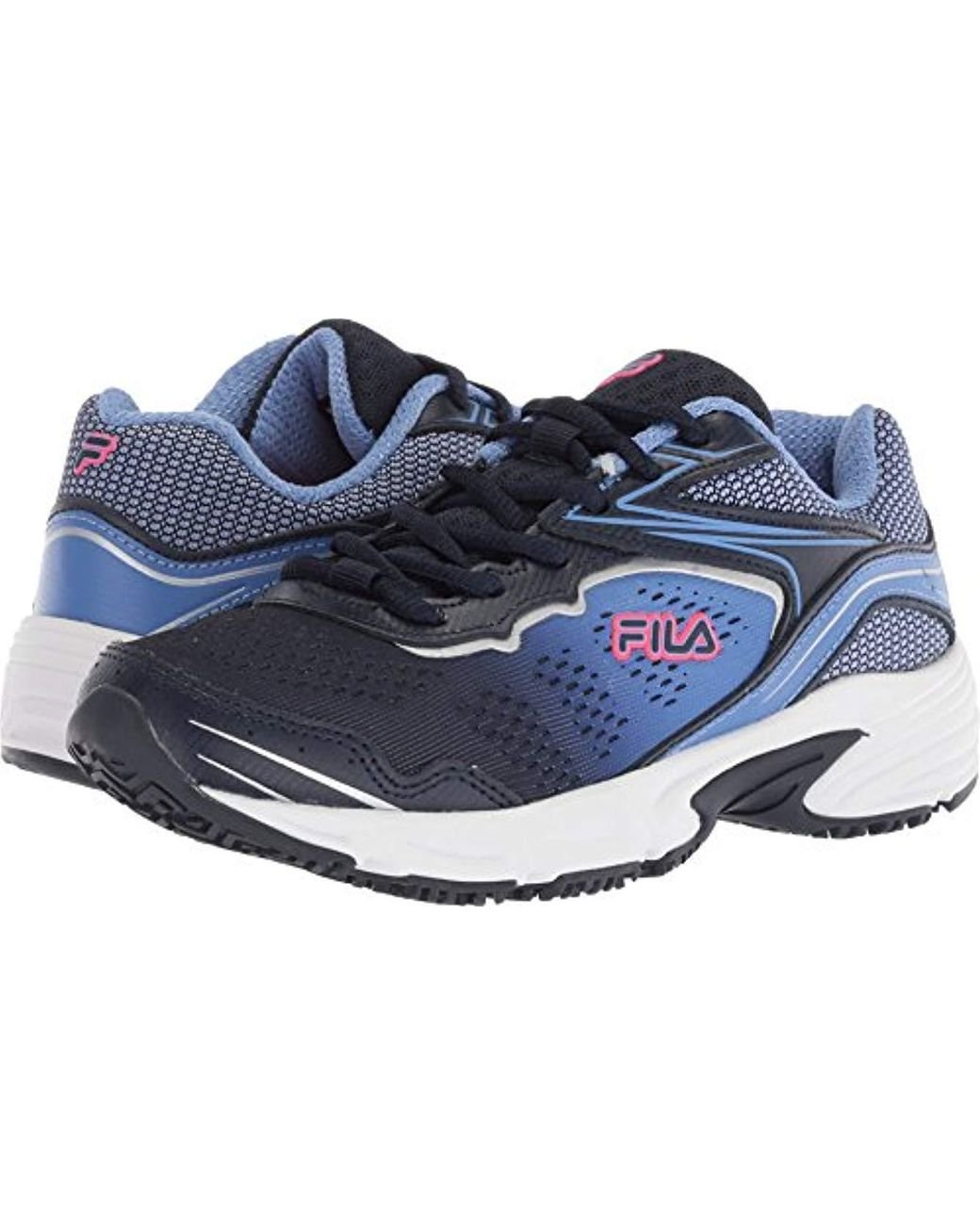 Fila Leather Memory Runtronic Slip Resistant Work Shoe in Blue Save