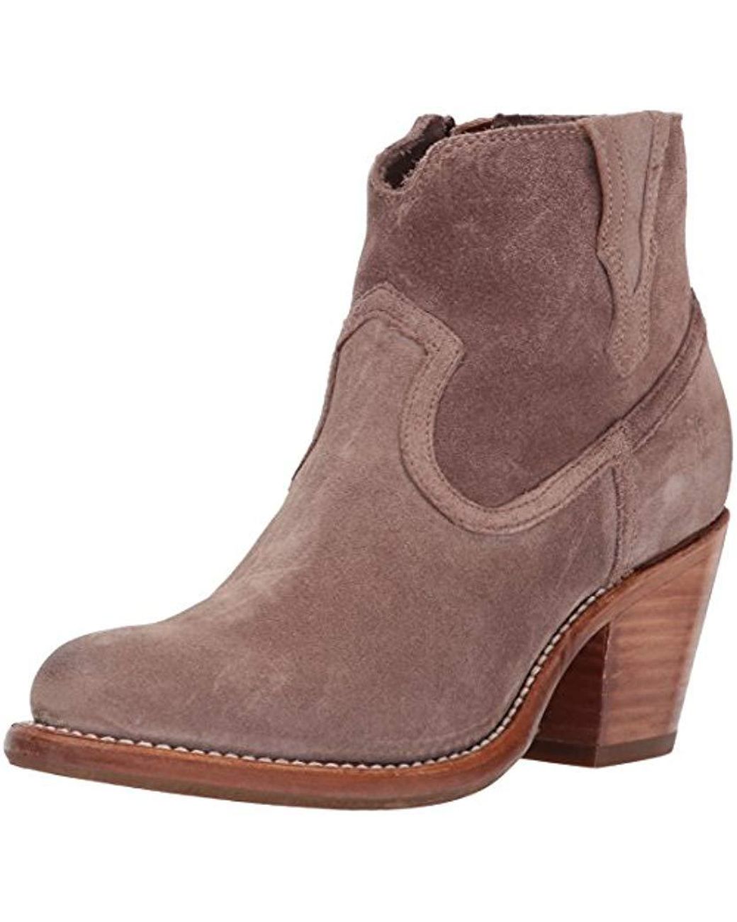 Frye Suede Lillian Western Bootie Boot in Brown - Save 21% - Lyst