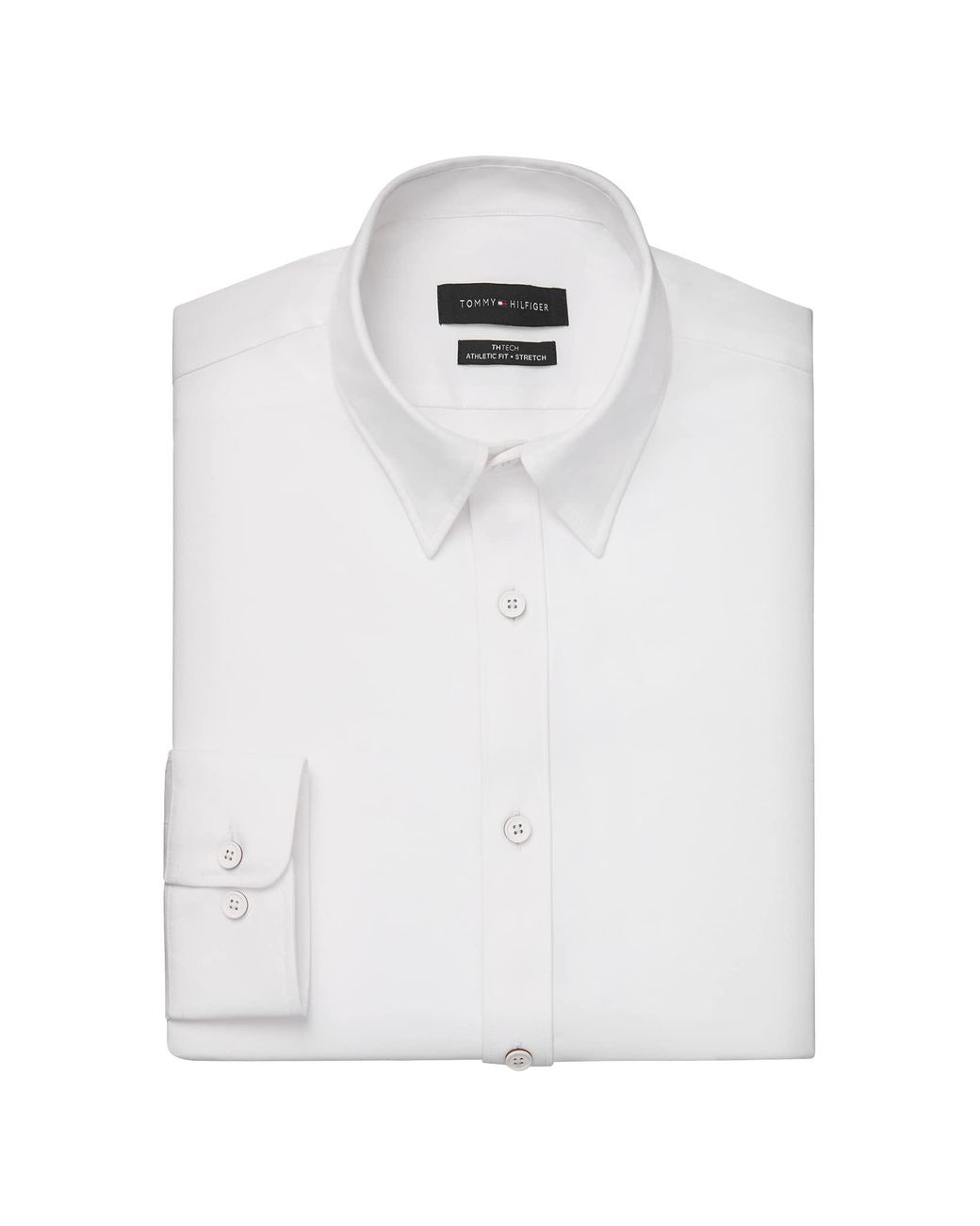 Tommy Hilfiger Dress Shirt Athletic Fit Tech Non Iron No-tuck Stretch ...