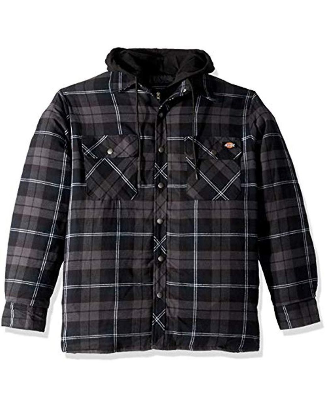 Dickies Flannel Relaxed Fit Hooded Quilted Shirt Jacket in Blue for Men ...