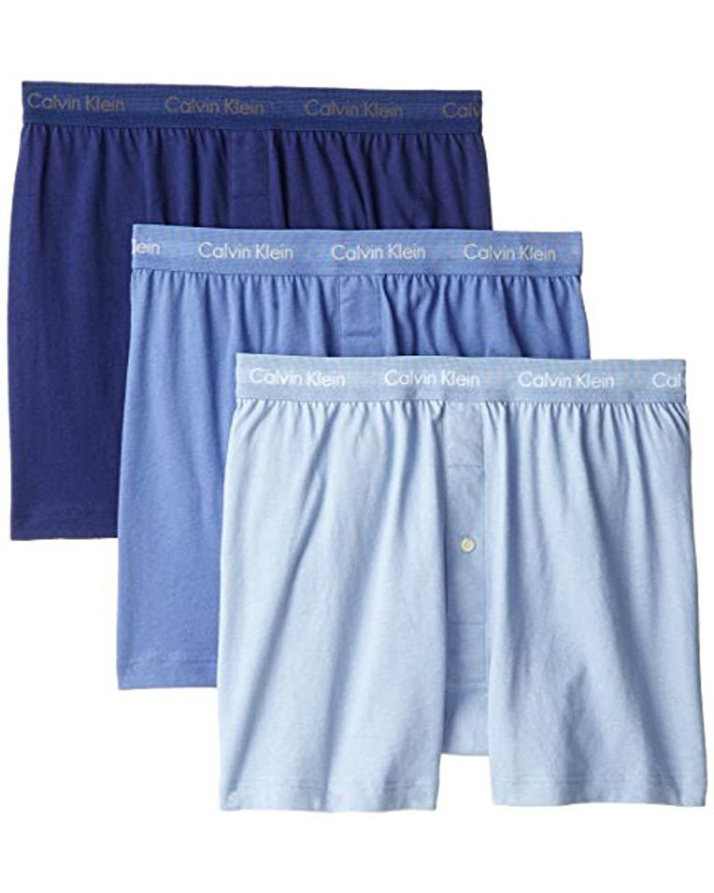 Calvin Klein Cotton Classics Multipack Knit Boxers in Blue for Men Lyst