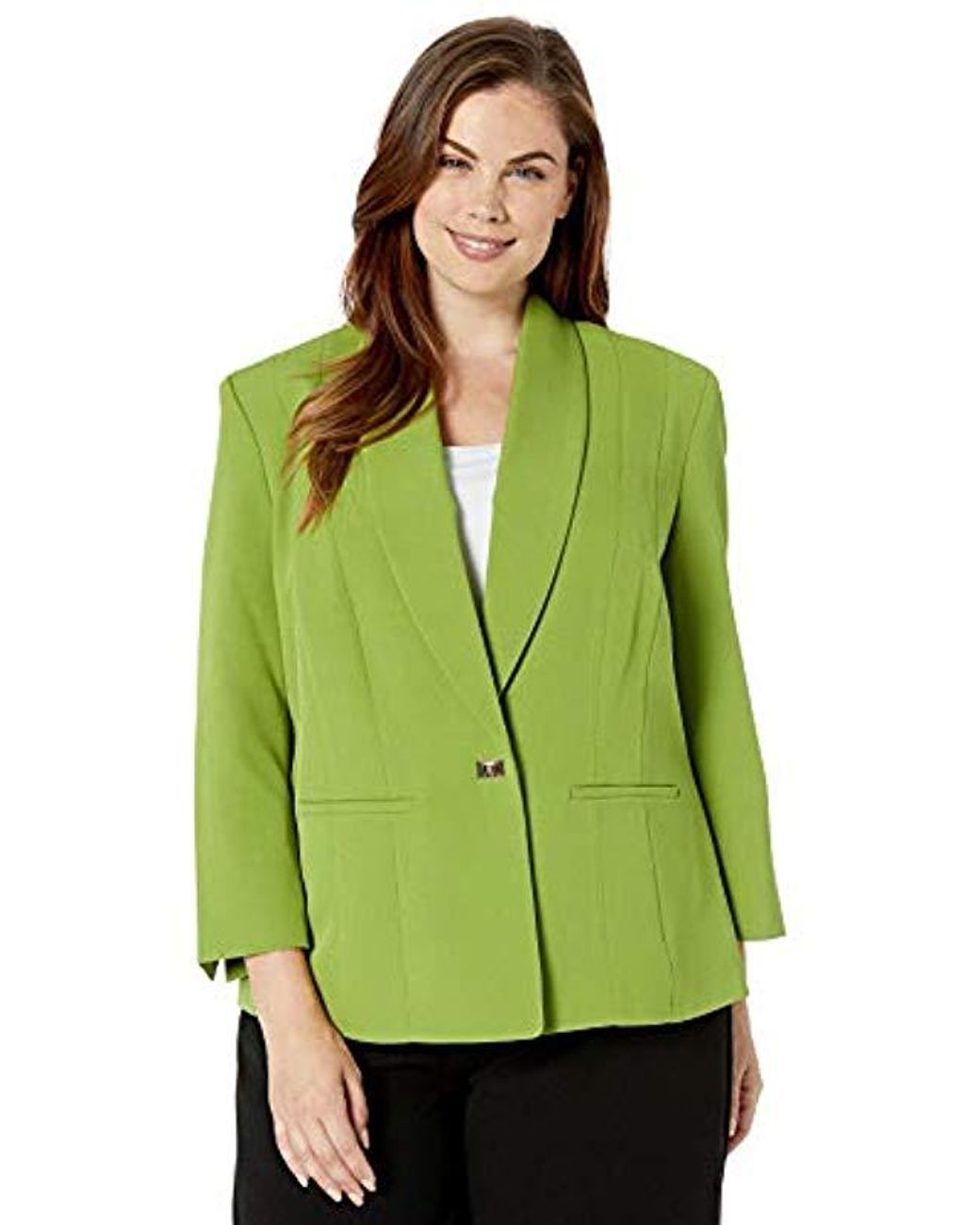 Kasper 1 Button Stretch Crepe Jacket in Avocado (Green) - Lyst