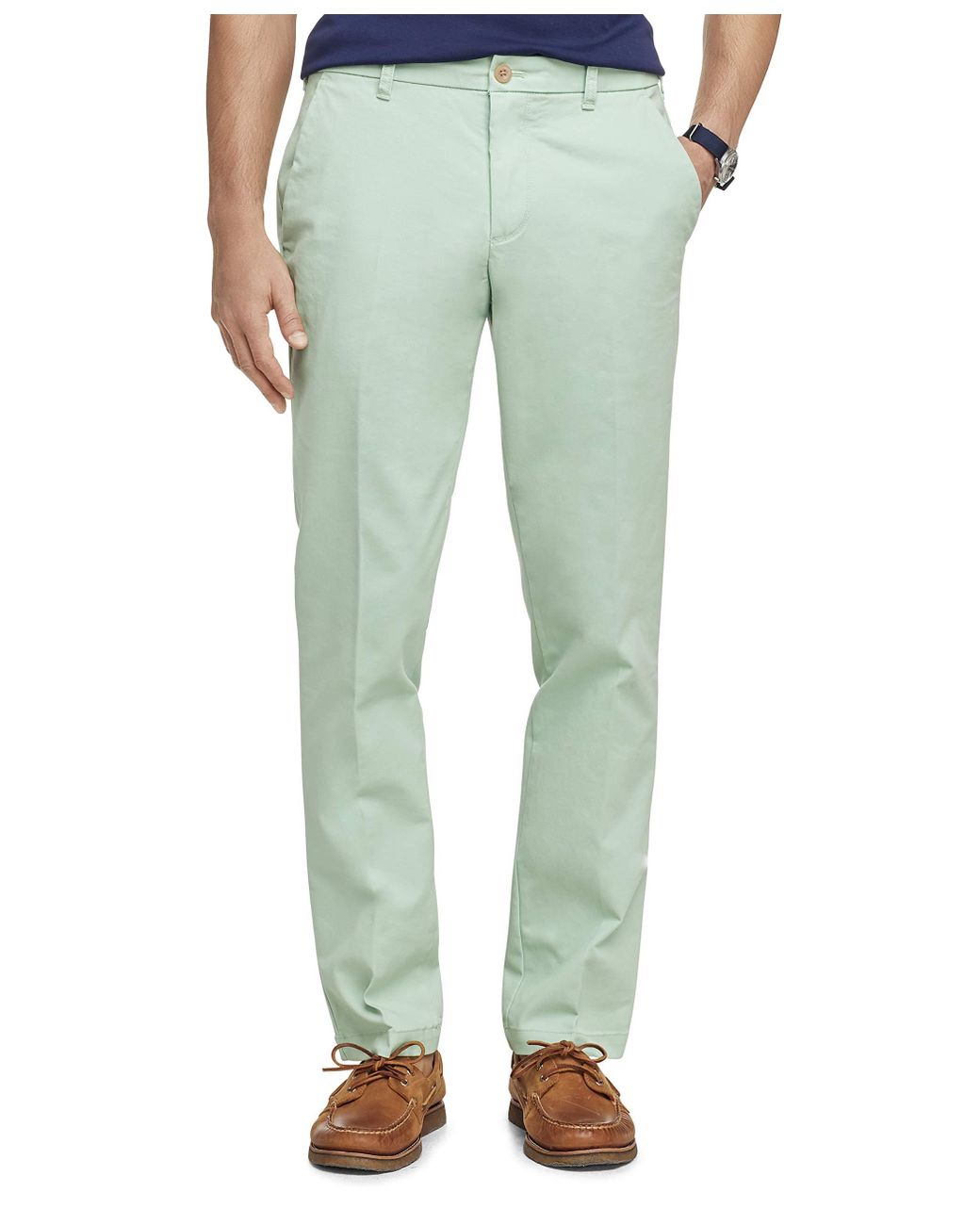 Izod Performance Stretch Straight Fit Flat Front Chino Pant in Green ...