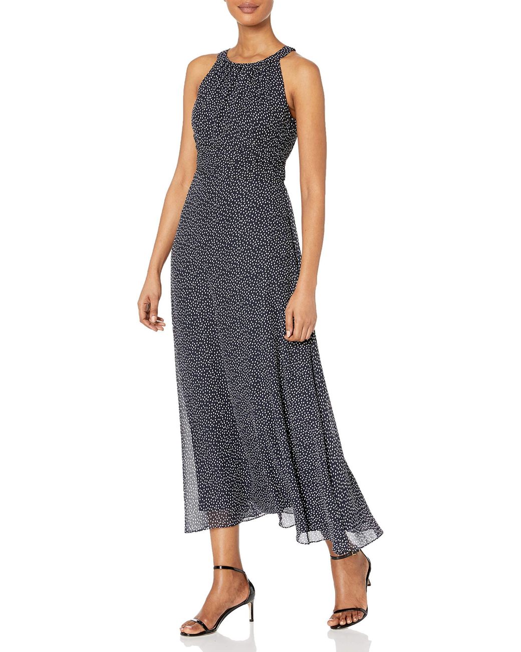 Adrianna Papell Chiffon Darling Dot Midi Dress in Navy/Ivory (Blue) - Lyst