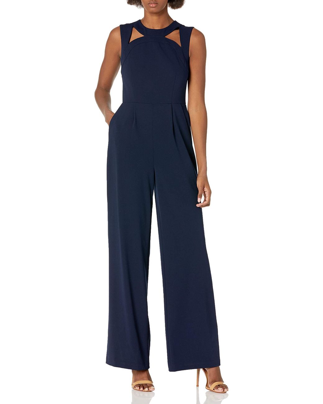 Calvin Klein Sleeveless Jumpsuit With Cut Outs in Indigo (Blue) | Lyst