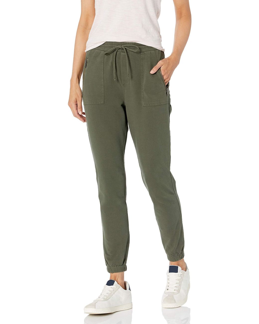 cotton twill joggers with zippers