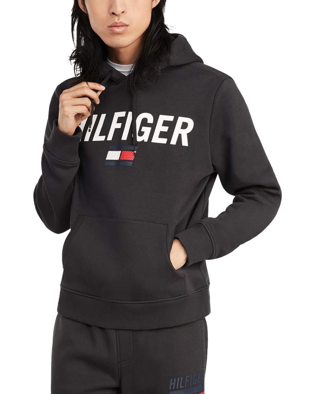Tommy Hilfiger Sport Hoodie Sweatshirt in Black for Men - Lyst