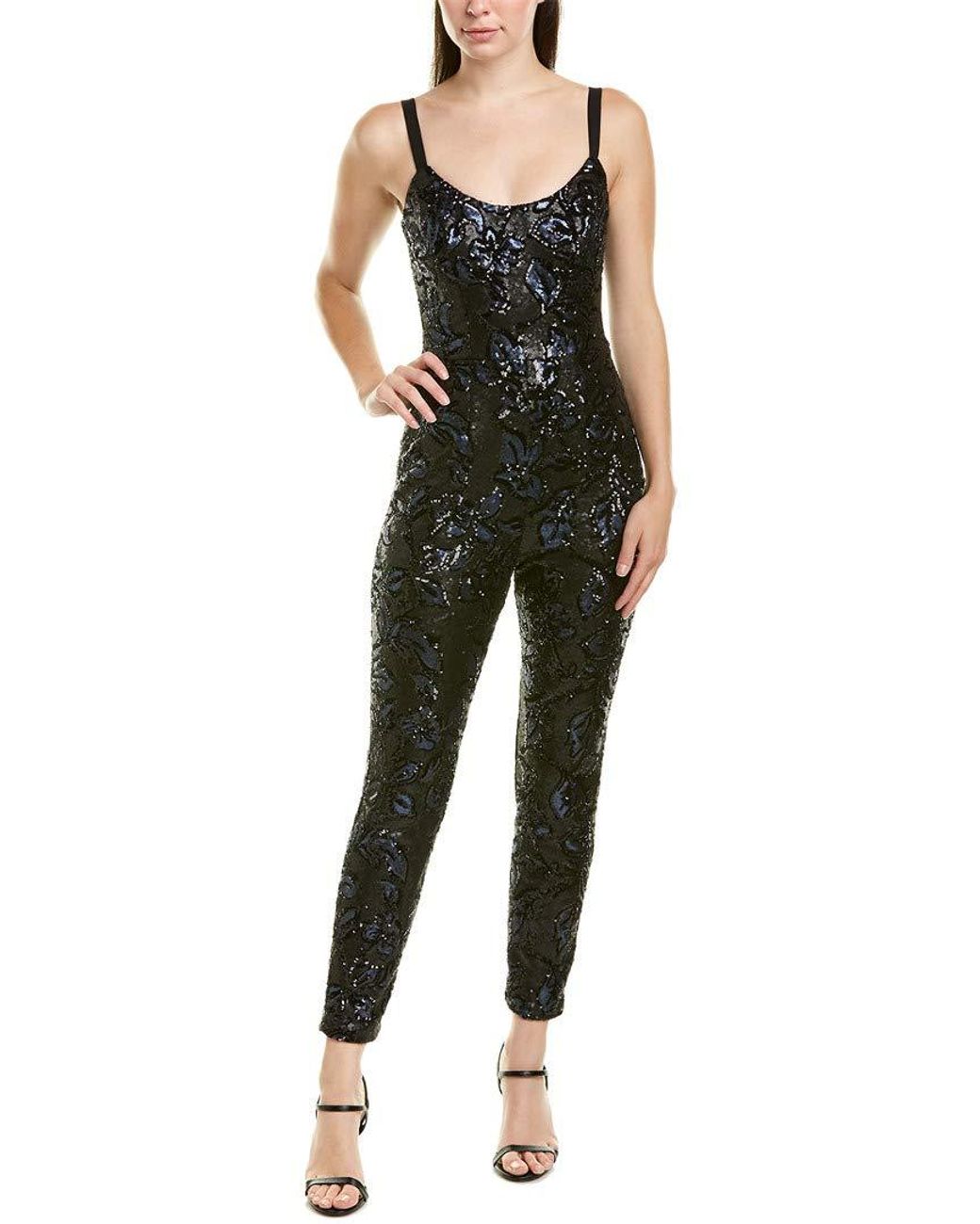 Dress the Population Chloe Sleeveless Sequin Fitted Jumpsuit in Black/Navy  (Black) - Save 84% - Lyst