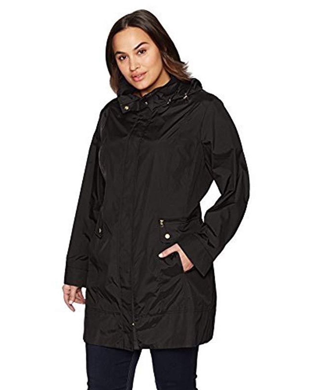 Cole Haan Single Breasted Travel Packable Rain Jacket in Black Save