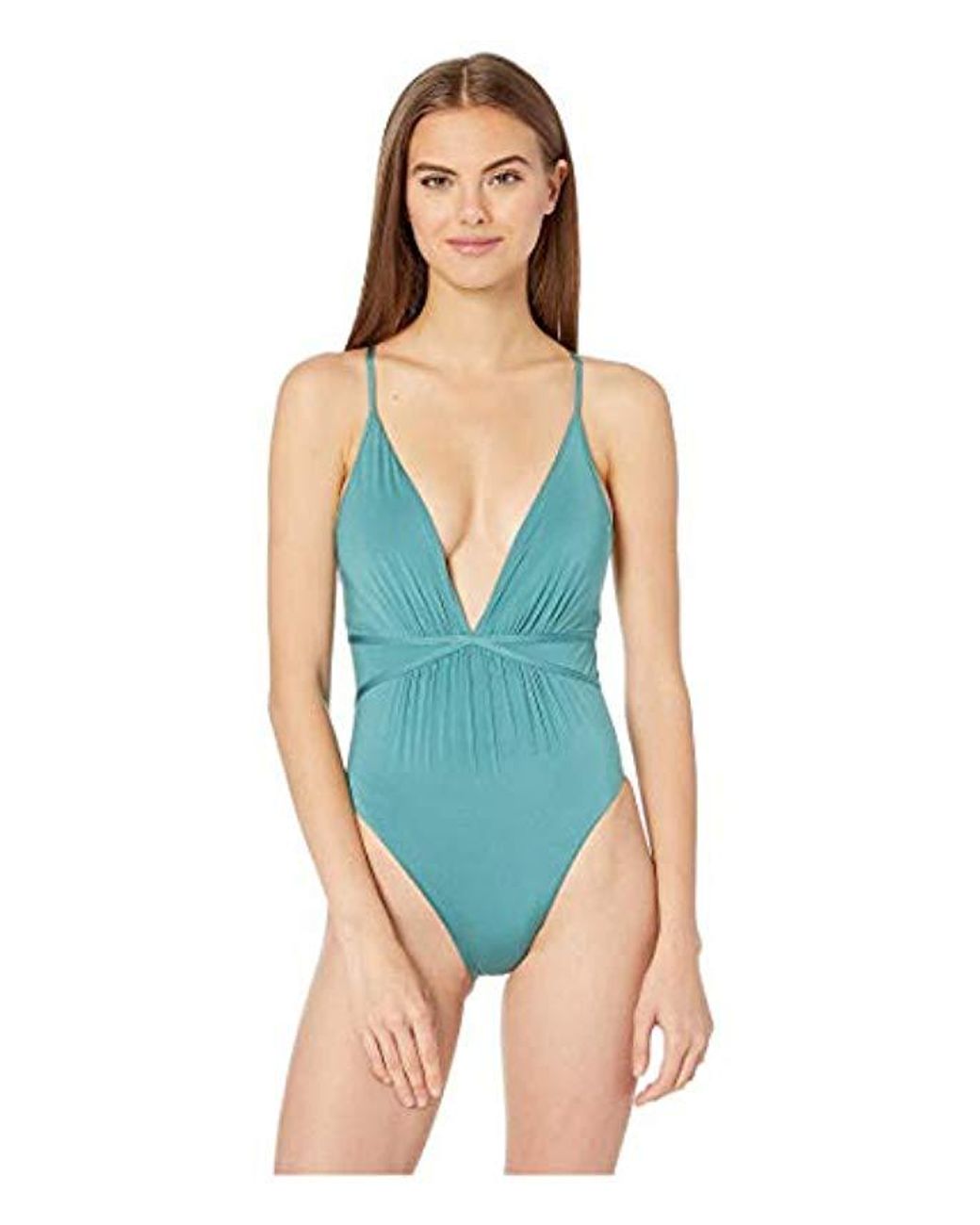 bgmaxazria Womens Shirred V Neck Crossback One Piece Swimsuit Clothing Clothing Shoes Jewelry