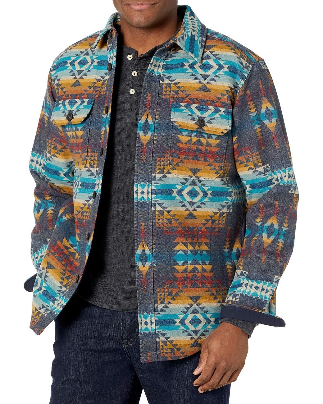 Pendleton Jacquard Cpo Wool Shirt Jacket in Blue for Men | Lyst Pendleton Jacquard Cpo Wool Shirt Jacket in Blue for Men | Lyst
