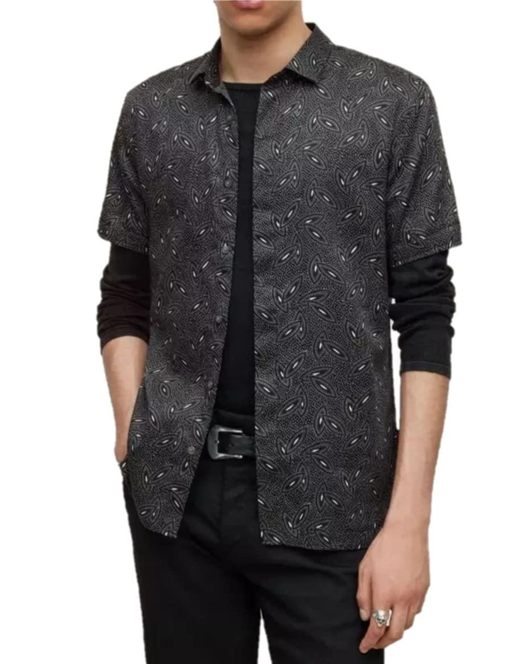 John Varvatos Loren Short Sleeve Shirt in Black for Men