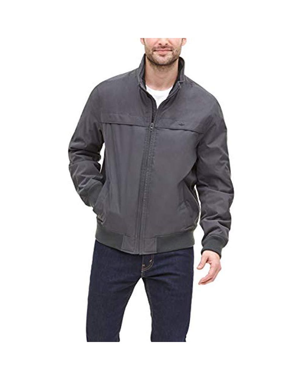 Dockers Synthetic Microtwill Golf Bomber Jacket in Charcoal (Gray) for