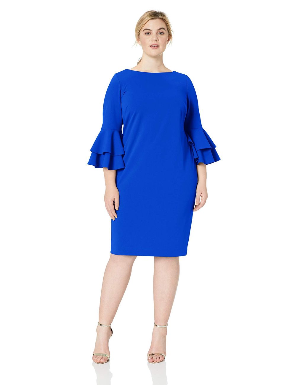 calvin klein double tier bell sleeve sheath dress