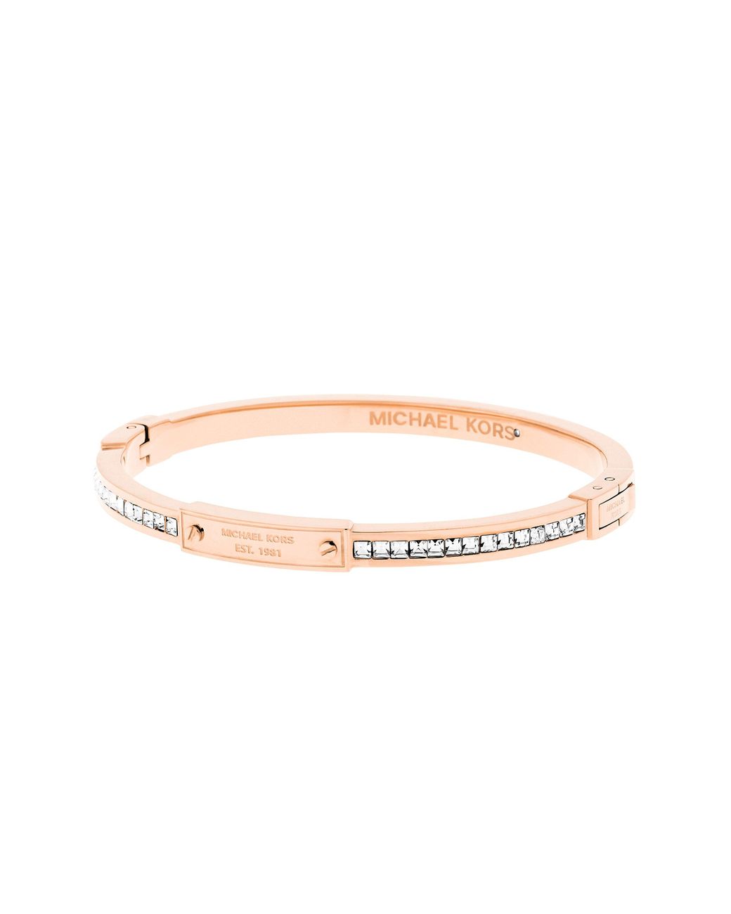 Michael Kors Rose Gold Tone Pave Hinge Bangle Bracelet - Save 9% | Lyst