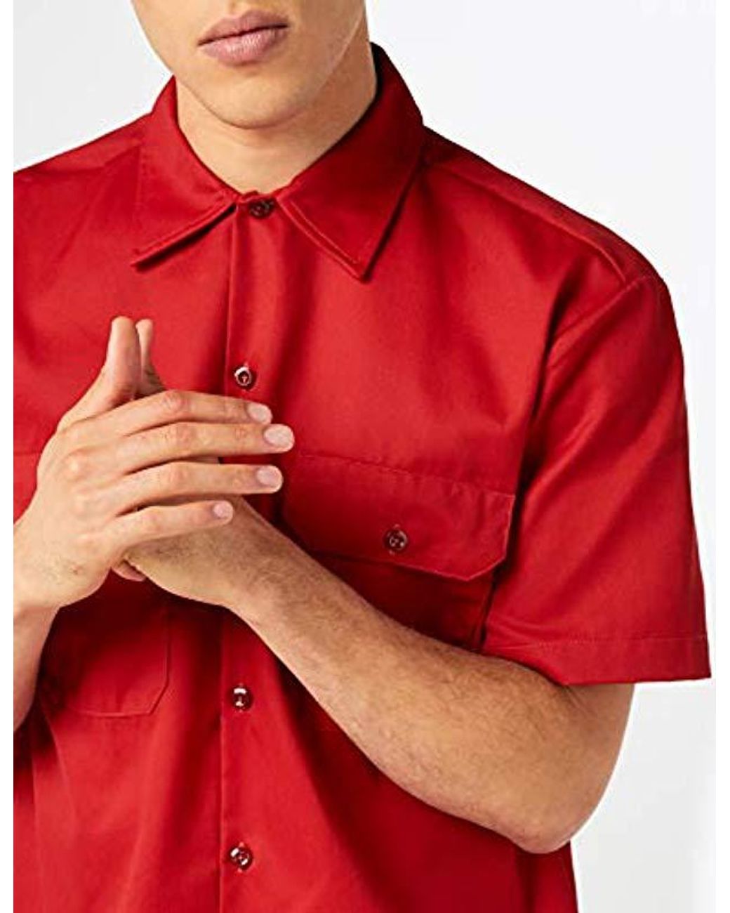 Dickies Short Sleeve Work Shirt in Red 