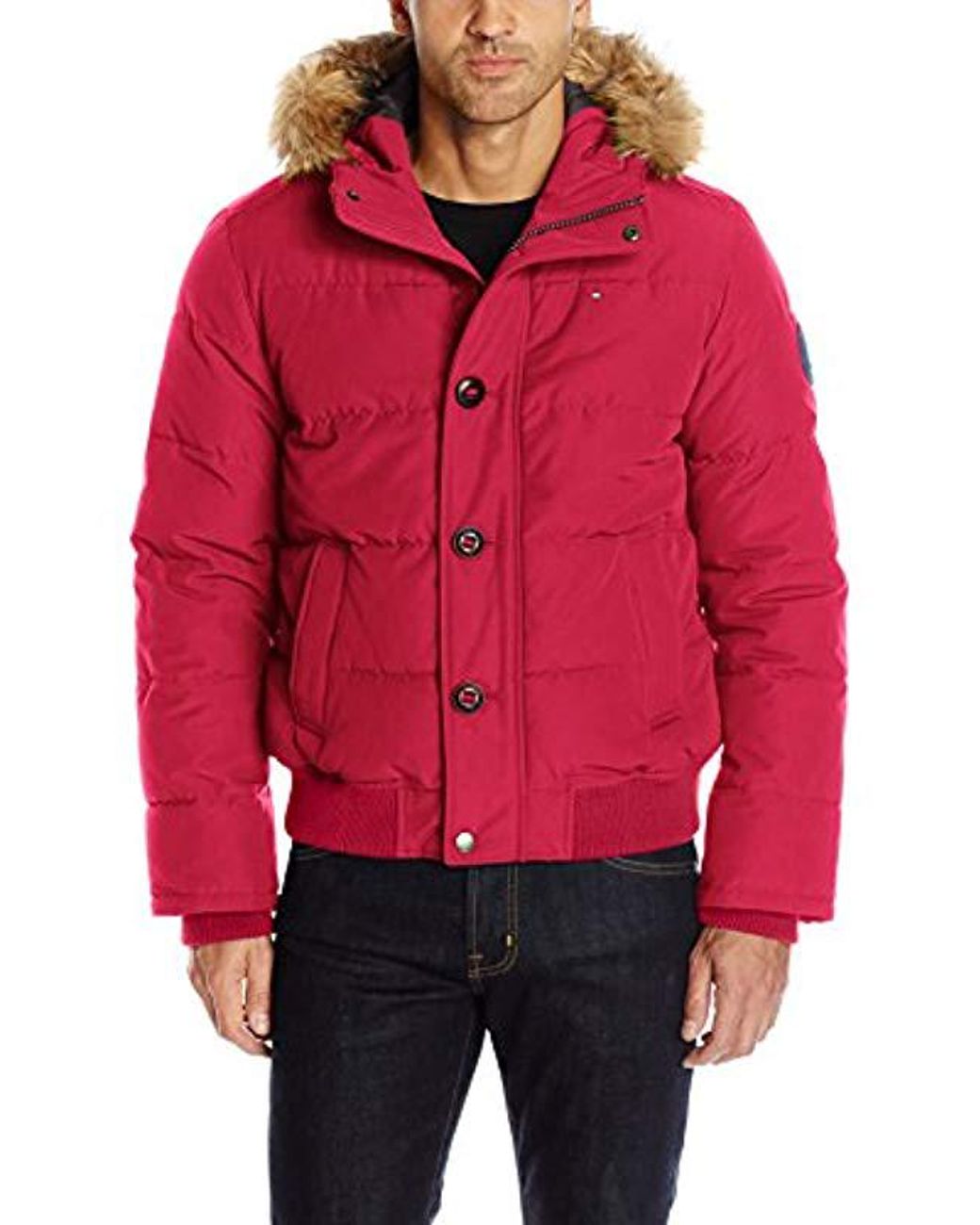 Tommy Hilfiger Arctic Cloth Quilted Snorkel Bomber Jacket With