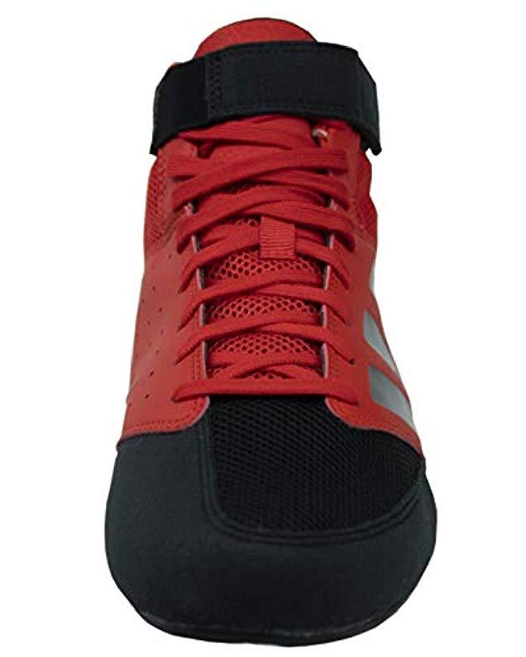 red and black wrestling shoes