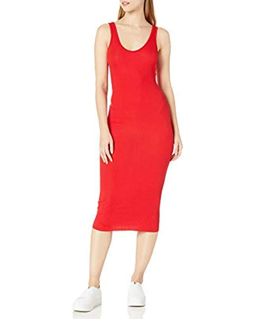 Enza Costa Synthetic Stretch Silk Rib Tank Midi Dress in Red - Save 30% ...