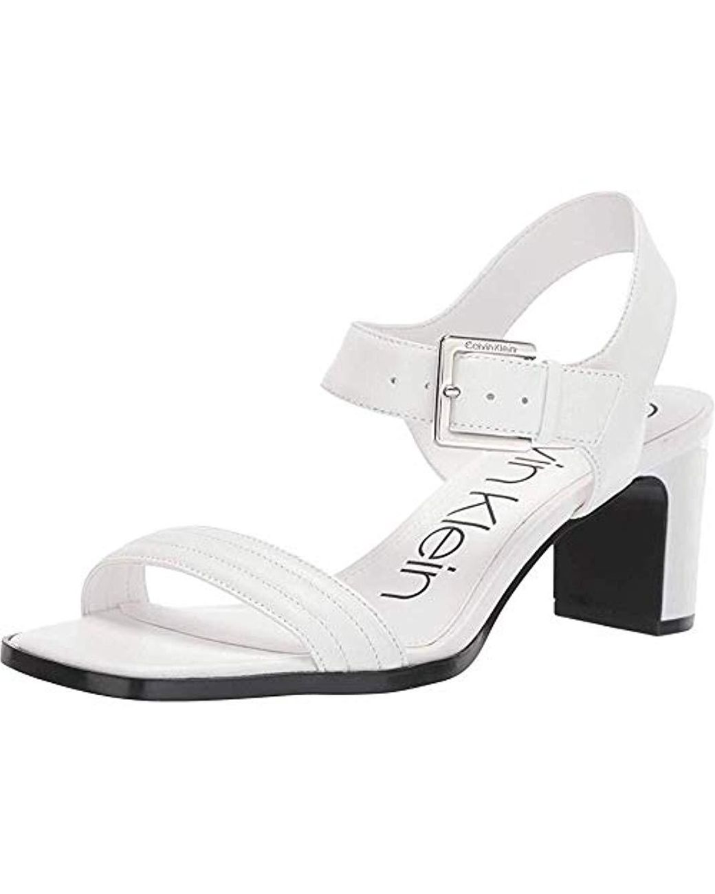 Calvin Klein Darla Heeled Sandal in White Leather (White) Lyst