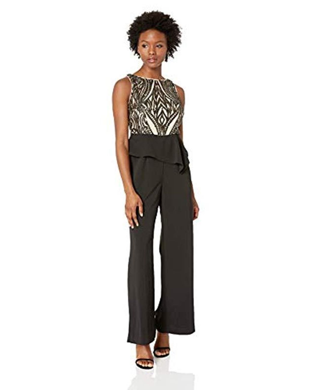 adrianna papell petite crepe colorblock jumpsuit