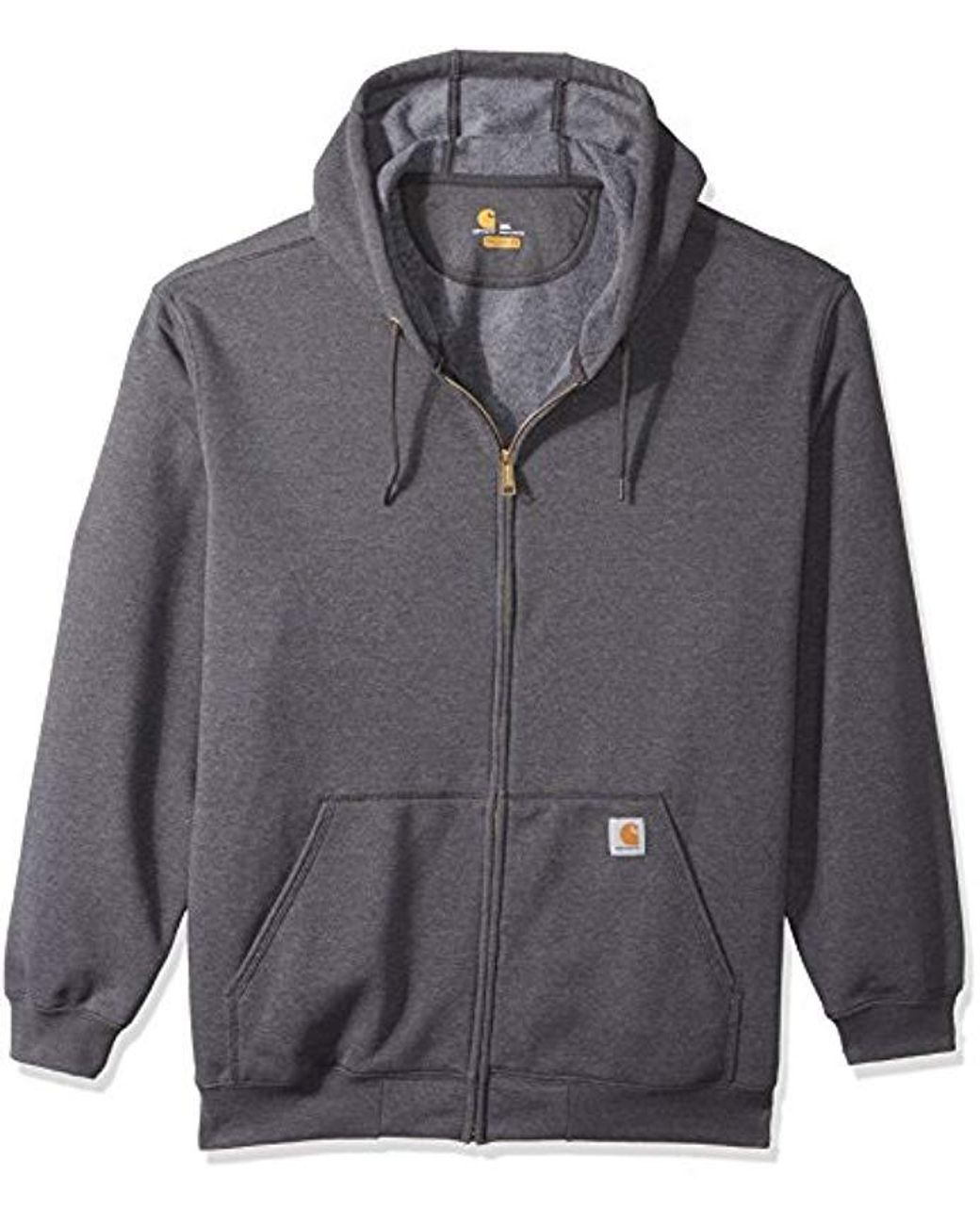 Carhartt Cotton Midweight Hooded Zip Front Sweatshirt in Carbon Heather ...