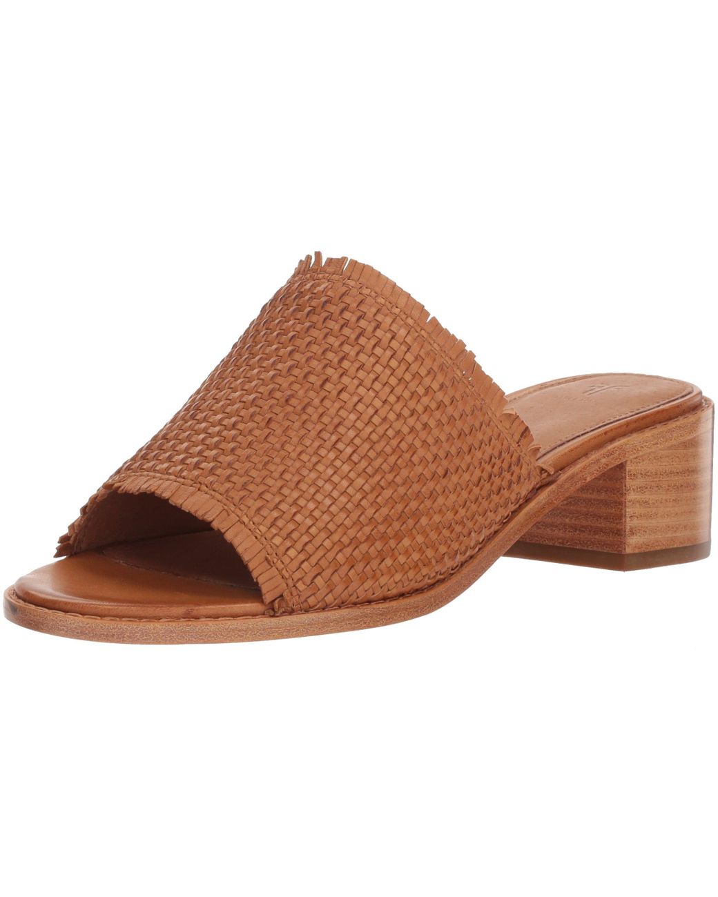 woven tan mules