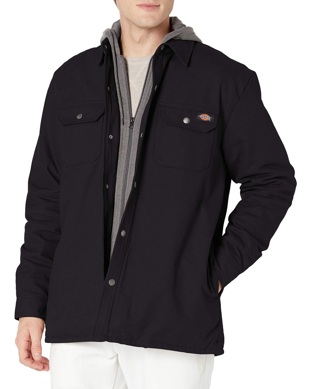 Dickies Fleece Hooded Duck Shirt Jacket With Hydroshield in Black for Men - Lyst