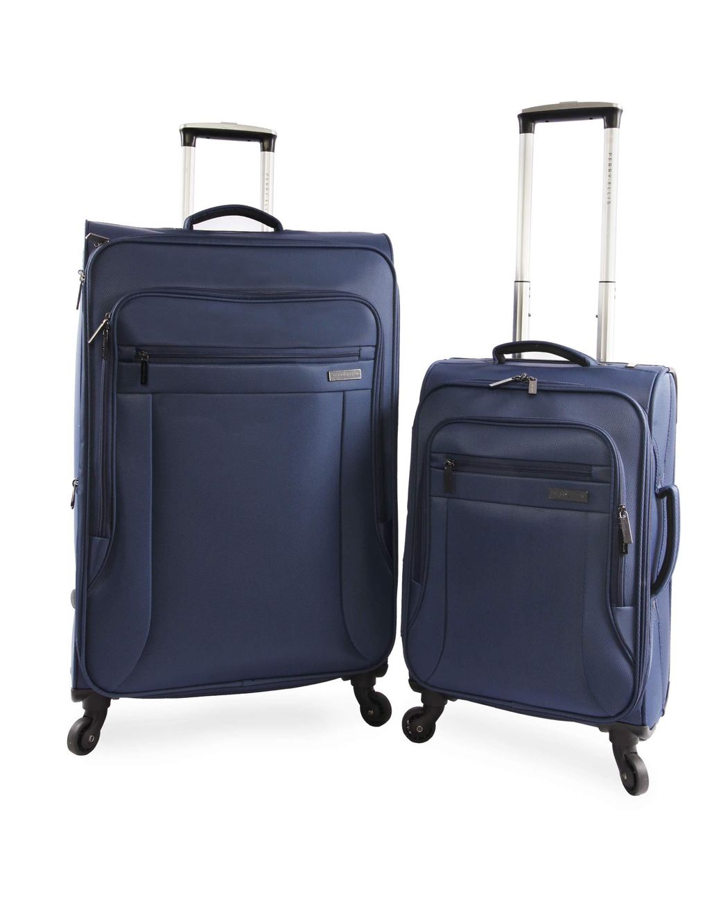 Perry Ellis Luggage Viceroy 2 Piece Set Expandable Suitcase with Spinner Wheels Navy