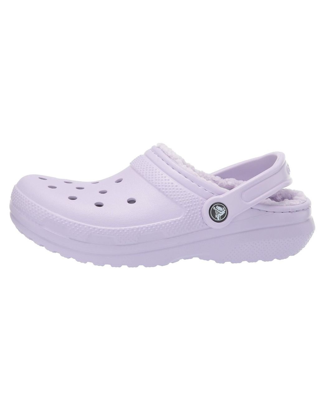 lavender crocs on feet