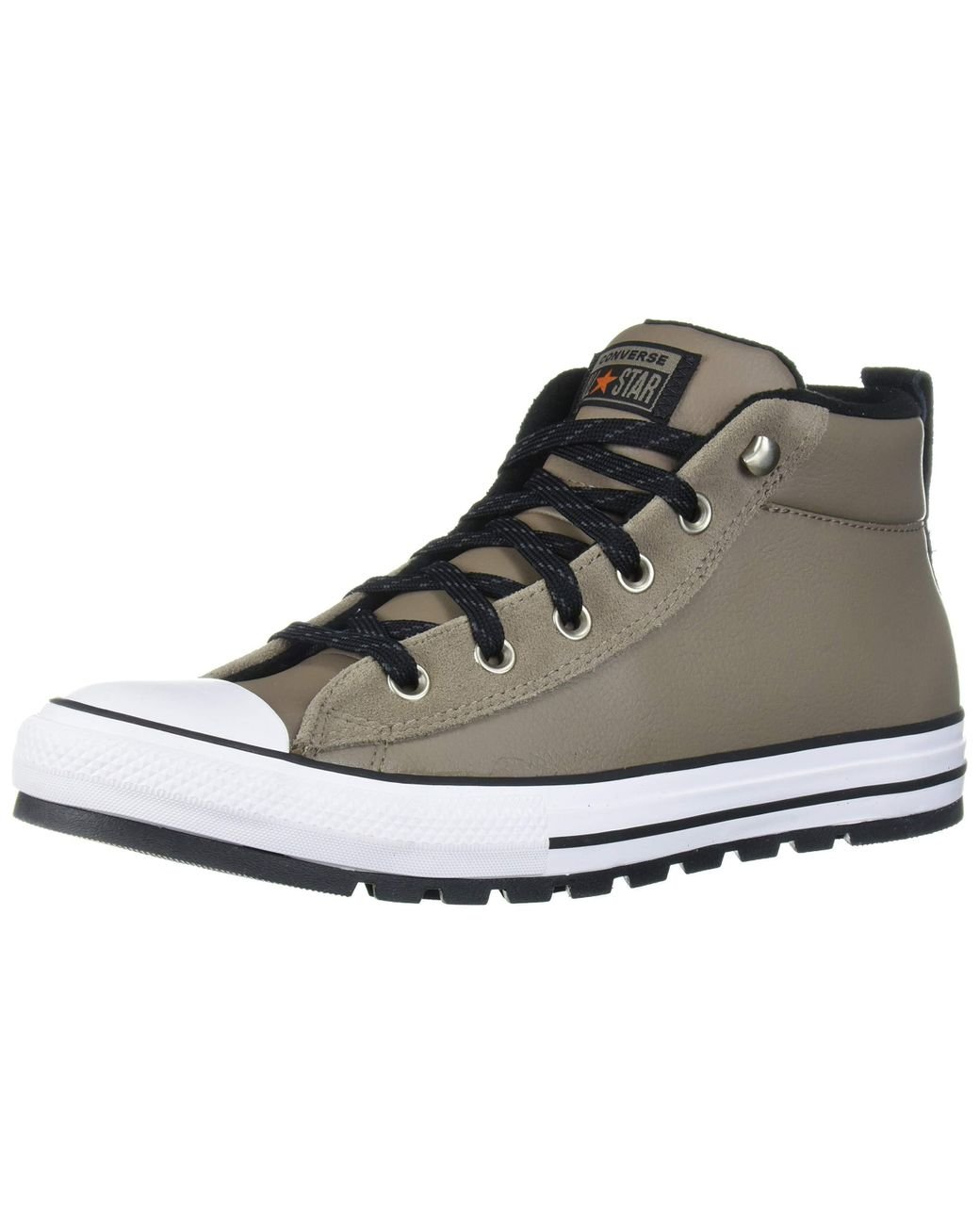 Converse Adult Chuck Taylor All Star Leather Street Mid Top Sneaker in  Black | Lyst