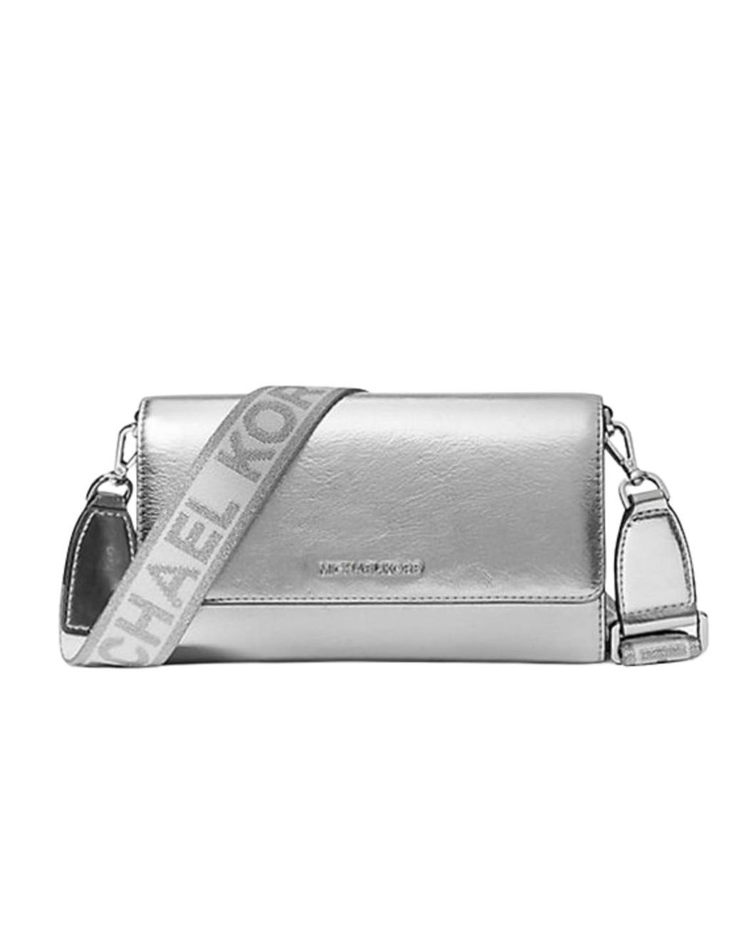 Michael Kors Jet Set Large Metallic Crossbody Bag Silver in Grau Lyst DE