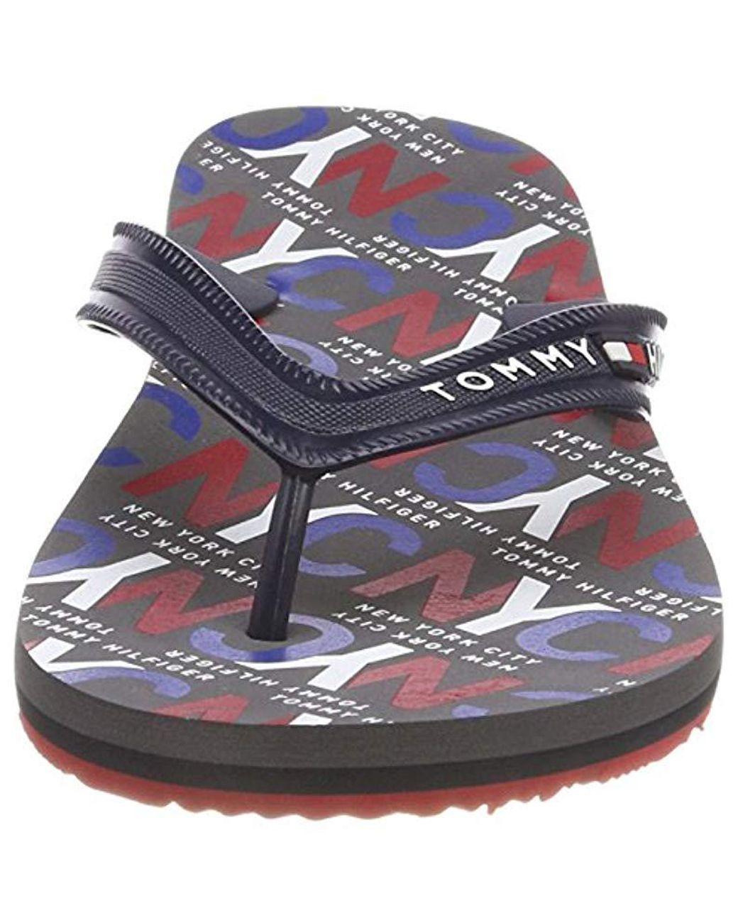 Blue Tommy Hilfiger Men/'s Elevated Leather Beah Flip Flops