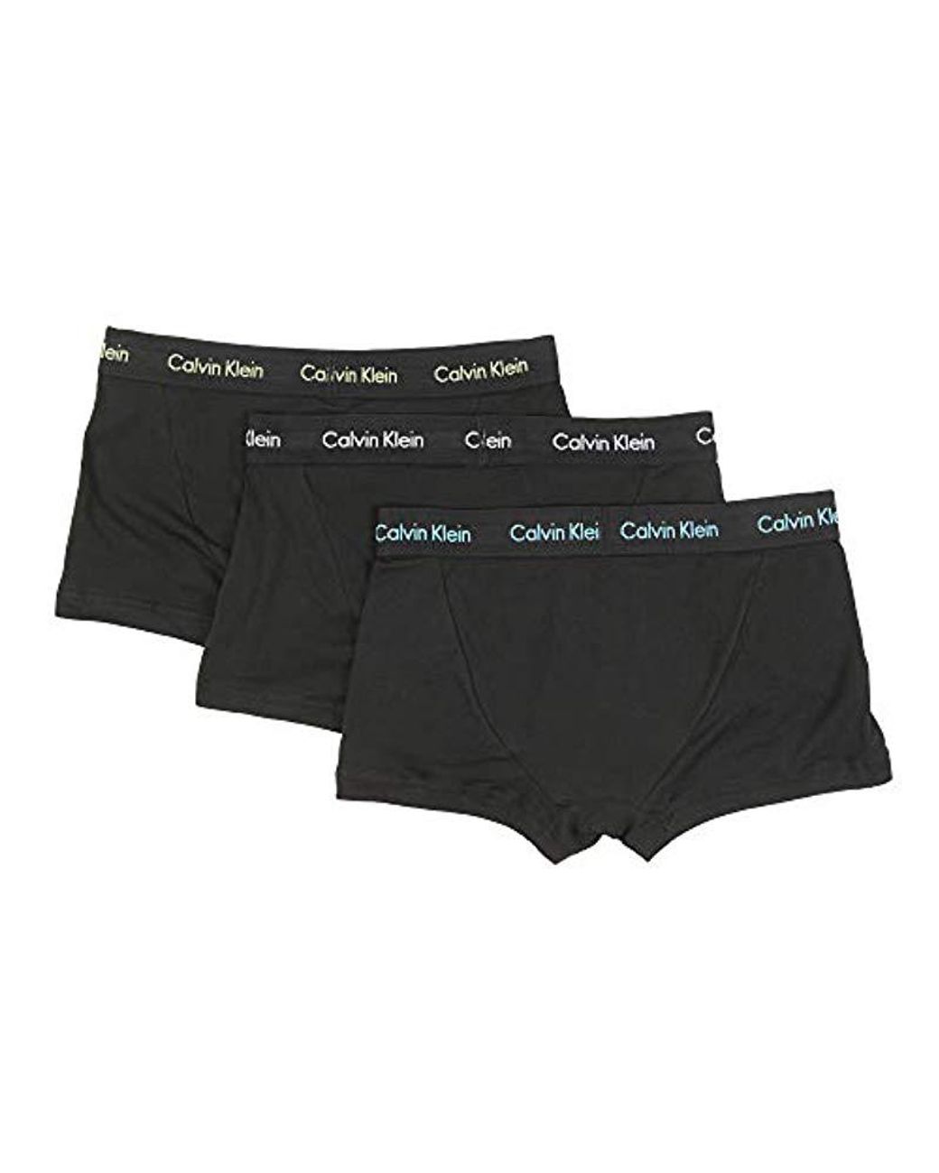 Calvin Klein Cotton Underwear 3 Pack Of U2664 A/3 Pack Low Rise Trunk in  Black - White/Yellow/Blue (Black) for Men | Lyst UK