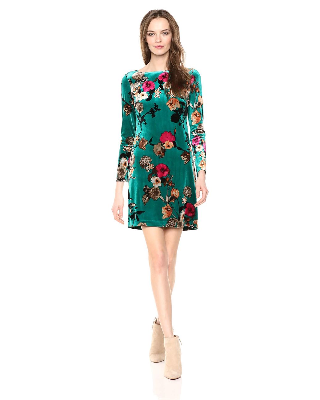 vince camuto floral velvet dress
