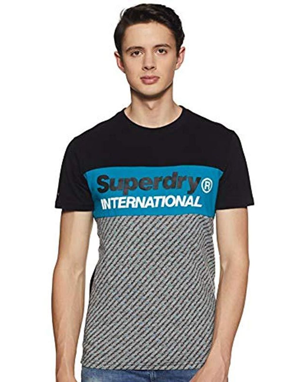 Black Superdry Mens Trophy Micro AOP T-Shirt