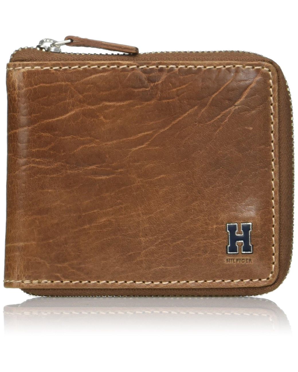 Tommy Hilfiger Rfid Blocking Leather Zip Around Bifold Wallet tan in